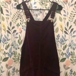 Topshop, maroon, corduroy overall dress